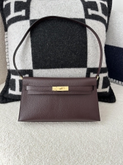 Kelly Elan 27cm in Imported Chevre Goat Leather, 0G Rouge Sellier with Gold Hardware.