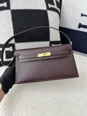 Kelly Elan 27cm in Imported Chevre Goat Leather, 0G Rouge Sellier with Gold Hardware.