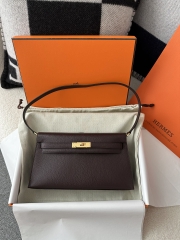 Kelly Elan 27cm in Imported Chevre Goat Leather, 0G Rouge Sellier with Gold Hardware.