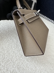 Kelly Mini II in Imported Epsom Leather, CK18 Etoupe Grey with Silver Hardware