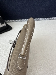 Kelly Mini II in Imported Epsom Leather, CK18 Etoupe Grey with Silver Hardware