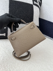Kelly Mini II in Imported Epsom Leather, CK18 Etoupe Grey with Silver Hardware