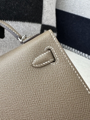 Kelly Mini II in Imported Epsom Leather, CK18 Etoupe Grey with Silver Hardware