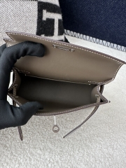 Kelly Mini II in Imported Epsom Leather, CK18 Etoupe Grey with Silver Hardware