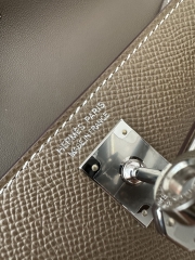 Kelly Mini II in Imported Epsom Leather, CK18 Etoupe Grey with Silver Hardware