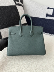 Birkin 25cm in Imported Togo Calfskin, 6O Vert Cypres Pine Green with Gold Hardware.
