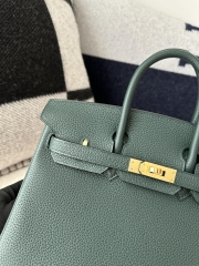 Birkin 25cm in Imported Togo Calfskin, 6O Vert Cypres Pine Green with Gold Hardware.