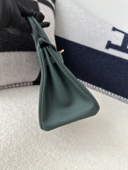 Birkin 25cm in Imported Togo Calfskin, 6O Vert Cypres Pine Green with Gold Hardware.