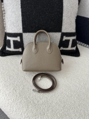 Mini Bolide in Imported Chevre Goat Leather, CK18 Etoupe Grey with Silver Hardware.