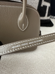 Mini Bolide in Imported Chevre Goat Leather, CK18 Etoupe Grey with Silver Hardware.