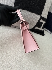 Kelly Mini II in Imported Evercolor Goat Leather, 3Q Pink Cherry Blossom with Silver Hardware.