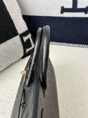 Birkin 25cm Touch in Imported Klein Karoo Ostrich Leather, CC89 Noir Black with Rose Gold Hardware.