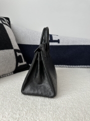 Birkin 25cm Touch in Imported Klein Karoo Ostrich Leather, CC89 Noir Black with Rose Gold Hardware.