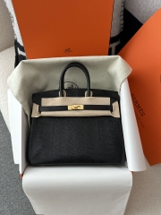 Birkin 25cm in Imported Lizard Skin, CC89 Noir Black with Gold Hardware.