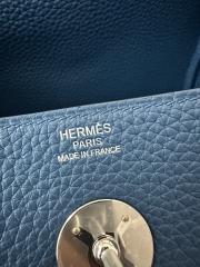 Lindy 26cm in Imported Togo Clemence Leather, S4 Deep Blue with Silver Hardware.