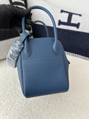 Lindy 26cm in Imported Togo Clemence Leather, S4 Deep Blue with Silver Hardware.