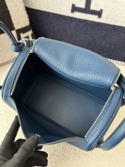 Lindy 26cm in Imported Togo Clemence Leather, S4 Deep Blue with Silver Hardware.
