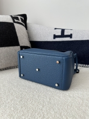 Lindy 26cm in Imported Togo Clemence Leather, S4 Deep Blue with Silver Hardware.
