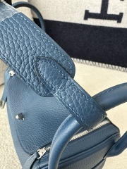 Lindy 26cm in Imported Togo Clemence Leather, S4 Deep Blue with Silver Hardware.