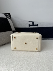 Lindy 26cm in Imported Togo Clemence Leather, I2 Nata Cream White with Gold Hardware.