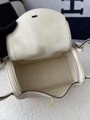 Lindy 26cm in Imported Togo Clemence Leather, I2 Nata Cream White with Gold Hardware.