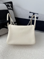Lindy 26cm in Imported Togo Clemence Leather, I2 Nata Cream White with Gold Hardware.