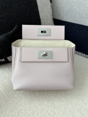 2424 Mini 21cm in Imported Evercolor and Swift Leather, 09 Mauve Pale Pink with Silver Hardware.