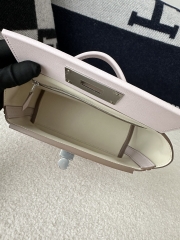 2424 Mini 21cm in Imported Evercolor and Swift Leather, 09 Mauve Pale Pink with Silver Hardware.