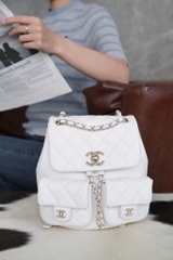 Channel 24A Duma Genuine Leather Backpack White