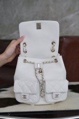 Channel 24A Duma Genuine Leather Backpack White