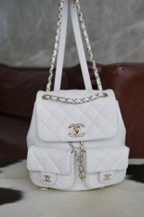 Channel 24A Duma Genuine Leather Backpack White