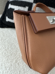 2424 Mini 21cm in Imported Evercolor and Swift Leather, CK37 Gold with Silver Hardware.