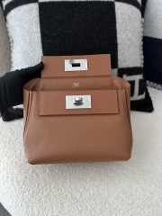 2424 Mini 21cm in Imported Evercolor and Swift Leather, CK37 Gold with Silver Hardware.