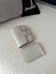 Constance Slim Cardholder Wallet in Evercolor Cowhide, 8L Beton Glacier White with Silver Hardware