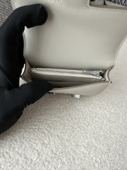 Constance Slim Cardholder Wallet in Evercolor Cowhide, 8L Beton Glacier White with Silver Hardware
