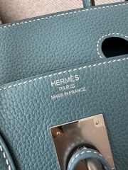 Birkin 30cm in Imported Togo Calfskin, D2 New Blue Jean with Silver Hardware