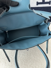 Birkin 30cm in Imported Togo Calfskin, D2 New Blue Jean with Silver Hardware