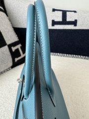 Birkin 30cm in Imported Togo Calfskin, D2 New Blue Jean with Silver Hardware