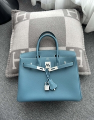 Birkin 30cm in Imported Togo Calfskin, D2 New Blue Jean with Silver Hardware