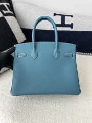 Birkin 30cm in Imported Togo Calfskin, D2 New Blue Jean with Silver Hardware