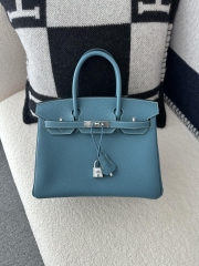 Birkin 30cm in Imported Togo Calfskin, D2 New Blue Jean with Silver Hardware