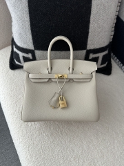Birkin 25cm in Imported Togo Calfskin, CC10 Carie Milkshake White with Gold Hardware