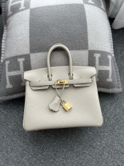 Birkin 25cm in Imported Togo Calfskin, CC10 Carie Milkshake White with Gold Hardware