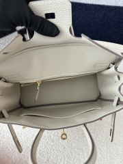 Birkin 25cm in Imported Togo Calfskin, CC10 Carie Milkshake White with Gold Hardware