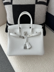 Birkin 30cm in Imported Togo Calfskin, 01 Blank Pure White with Silver Hardware