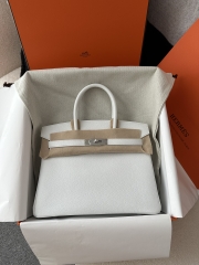 Birkin 30cm in Imported Togo Calfskin, 01 Blank Pure White with Silver Hardware