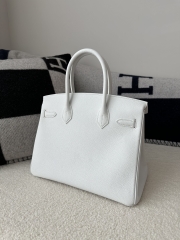 Birkin 30cm in Imported Togo Calfskin, 01 Blank Pure White with Silver Hardware