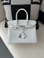 Birkin 30cm in Imported Togo Calfskin, 01 Blank Pure White with Silver Hardware