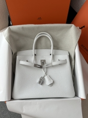 Birkin 30cm in Imported Togo Calfskin, 01 Blank Pure White with Silver Hardware