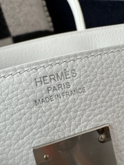 Birkin 30cm in Imported Togo Calfskin, 01 Blank Pure White with Silver Hardware